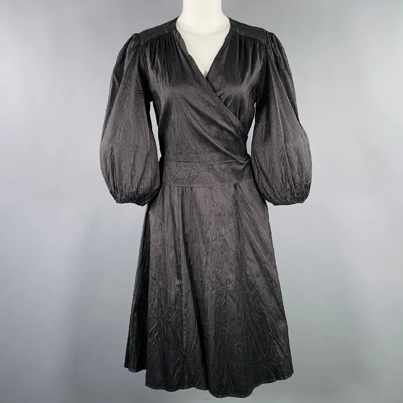 CALYPSO Size S Black Silk Wrinkled Wrap Dress Cotton unclassified dresses