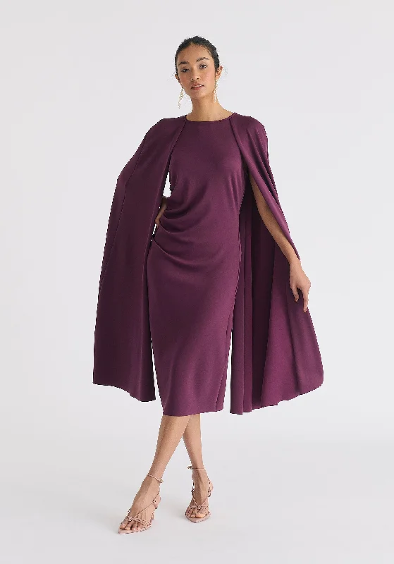 Cape Sleeves Dress with Waist Details Mesh unclassified dresses