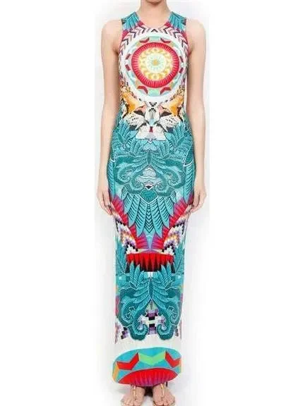 Fitted Column Jersey Silk Strapless Printed Long Dress Outdoor floral dresses