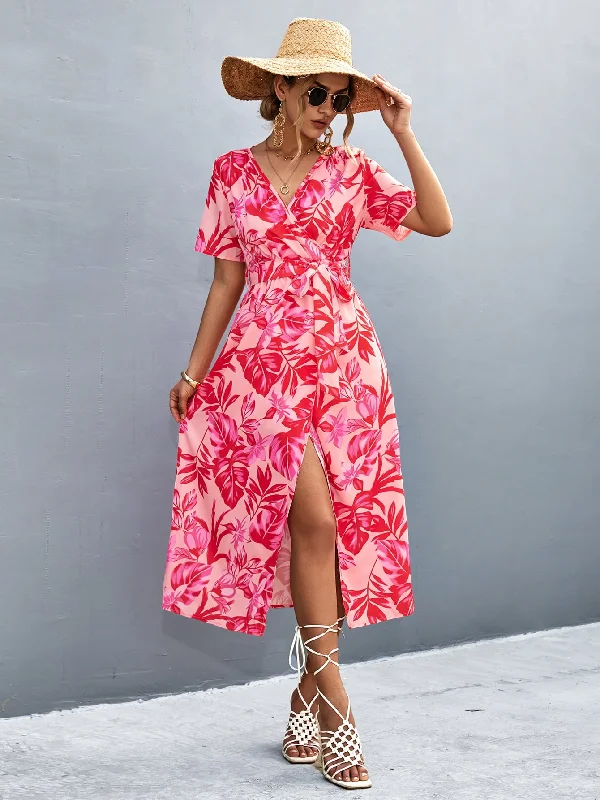 Strawberry Pink Hawaiian Tropical Resort Dress Floral unclassified dresses