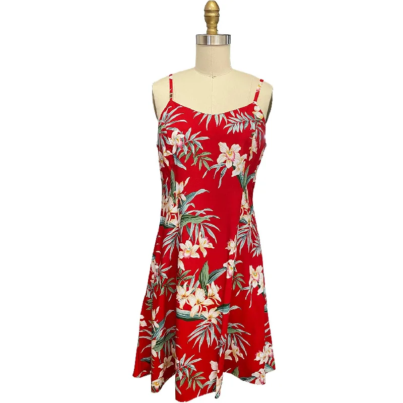 Ginger Orchid Red Spaghetti Dress Ruffled unclassified dresses