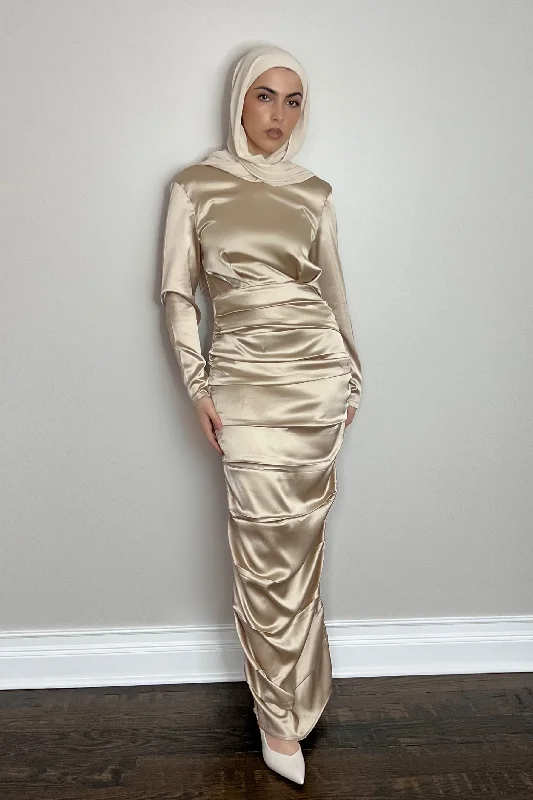 HANA SATIN DRESS CHAMPAGNE- final sale Soft fabric unclassified dresses