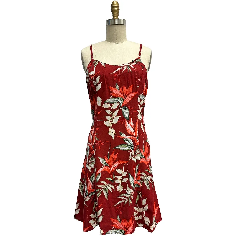 Heliconia Paradise Red Spaghetti Dress Y2K unclassified dresses