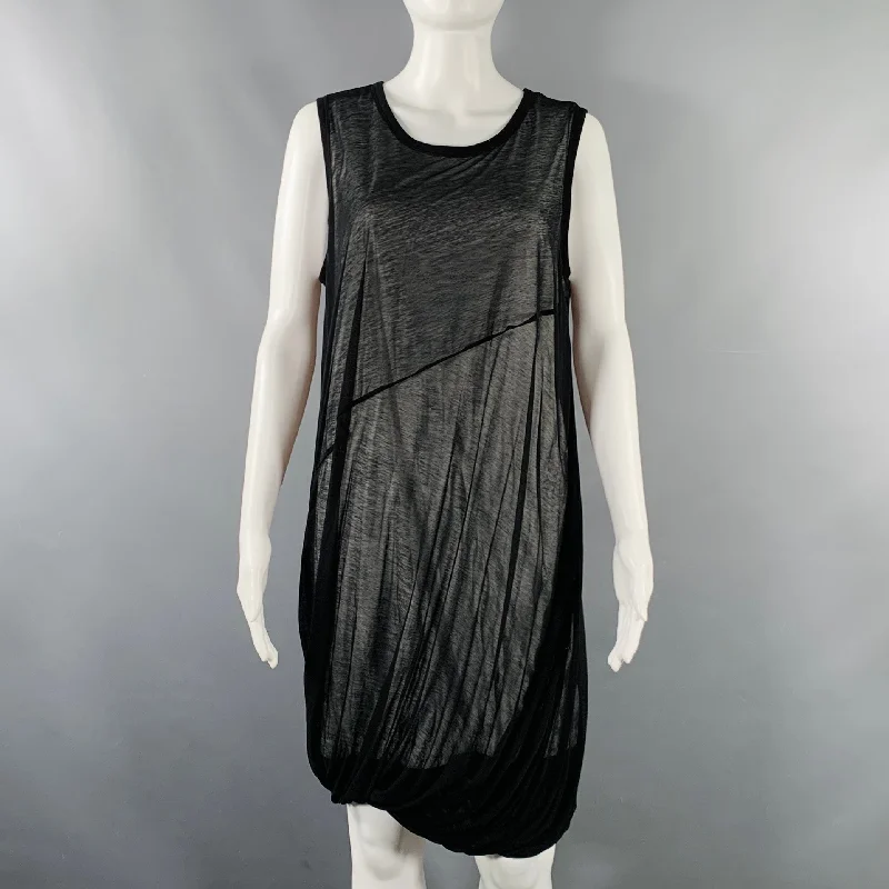 HELMUT LANG Size M Black White Cotton Layered Bubble Hem Dress Cotton unclassified dresses