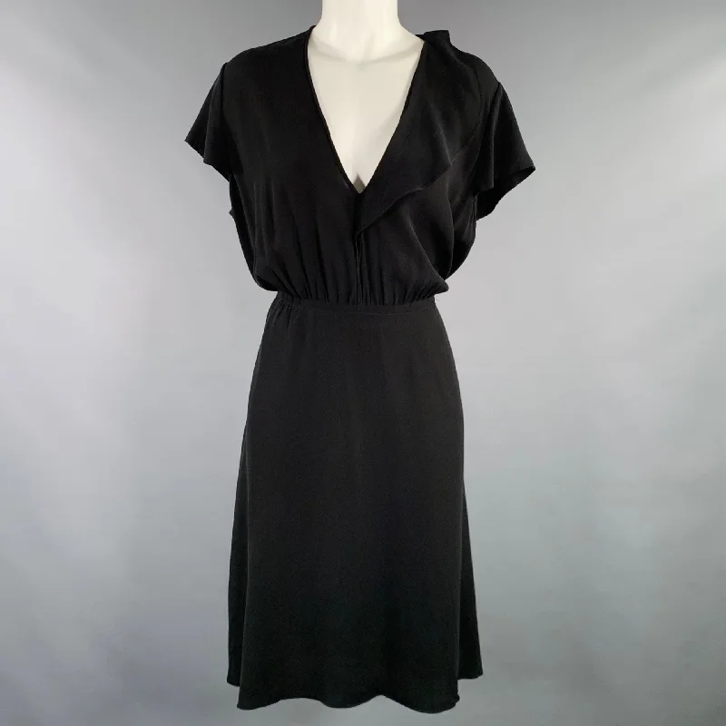 ISABEL MARANT Size 8 Black Cupro V-Neck Dress Spring unclassified dresses