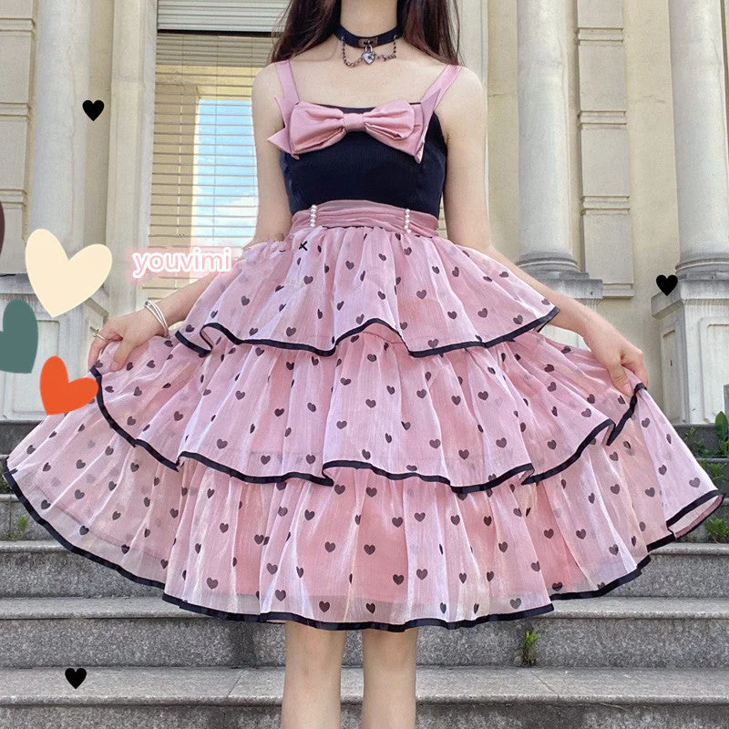 Japanese lolita bow cake dress yv30262 Everyday wear unclassified dresses