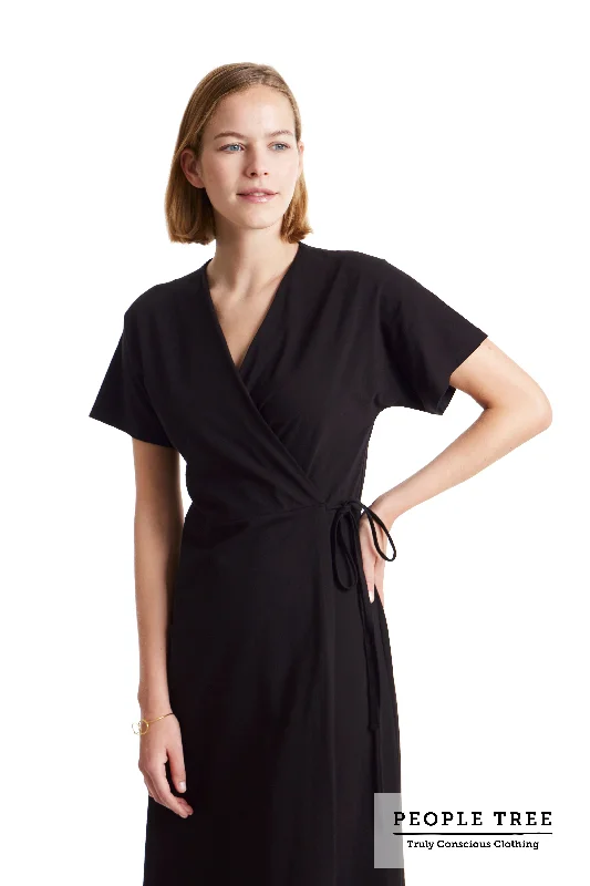 Leora Wrap Dress in Black Smocked unclassified dresses