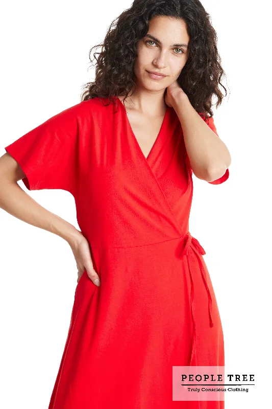 Leora Wrap Dress in Red Backless unclassified dresses