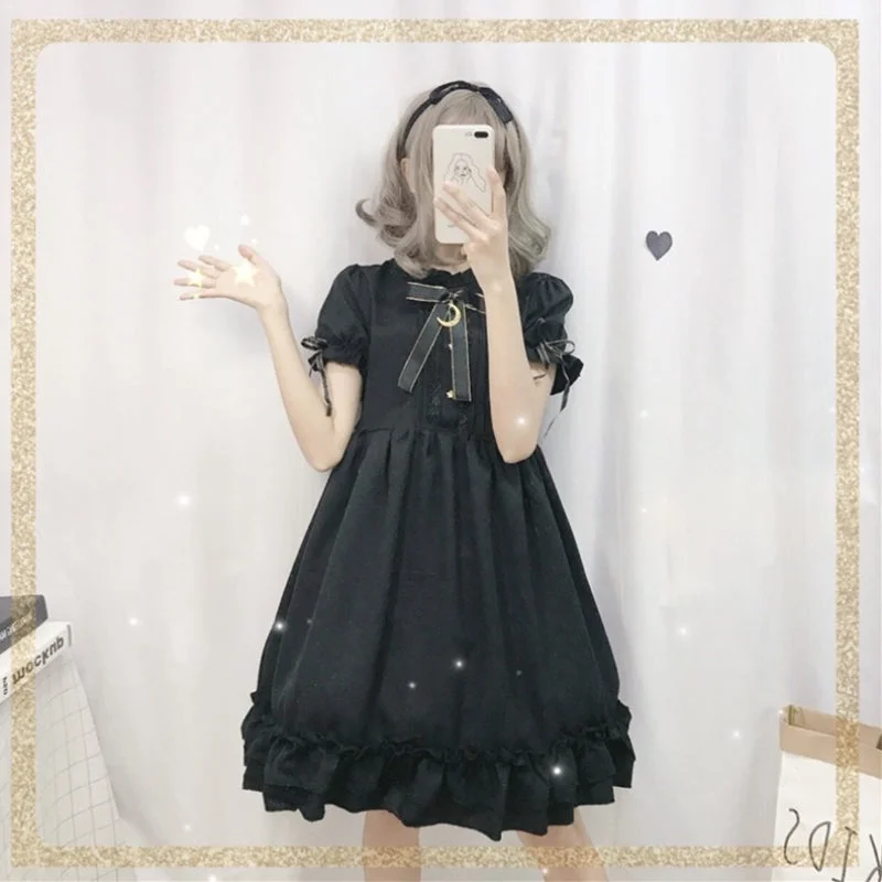 Lolita black dress yv46028 Tiered unclassified dresses