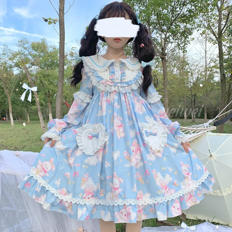 Lolita sweet and cute rabbit dress A30326 Velvet unclassified dresses