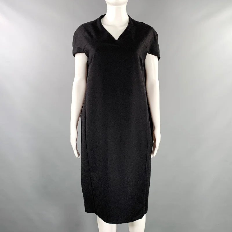 MARTIN MARGIELA Size 4 Black Wool V-Neck Dress Street style unclassified dresses