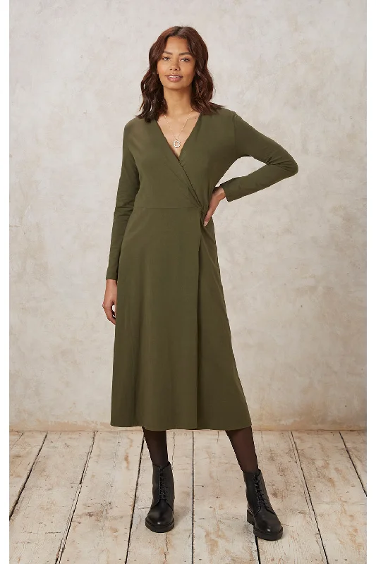 Mathilde Wrap Dress in Khaki Travel unclassified dresses