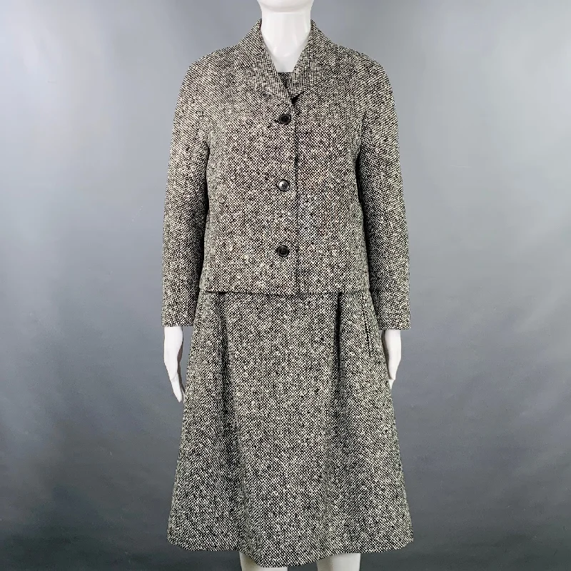 MICHAEL KORS COLLECTION Size 8 Black White Wool Blend Tweed Dress Jacket Set Formal unclassified dresses