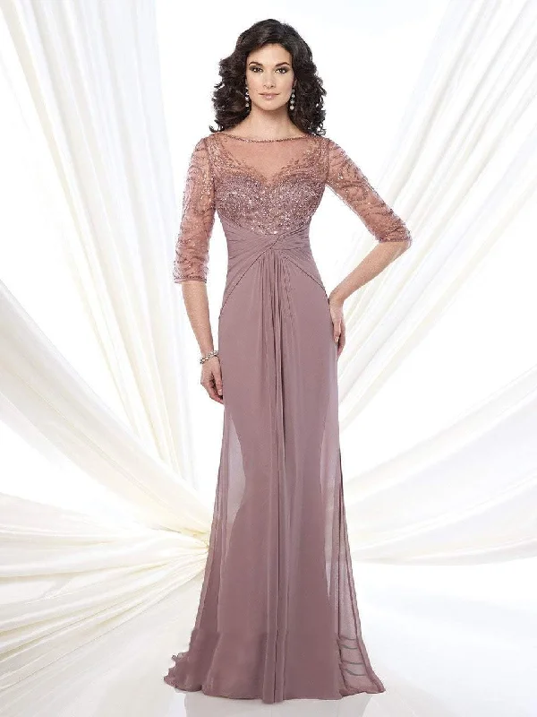 Mon Cheri - 215919SC Knotted Embellished Sheath Evening Gown Trendy unclassified dresses