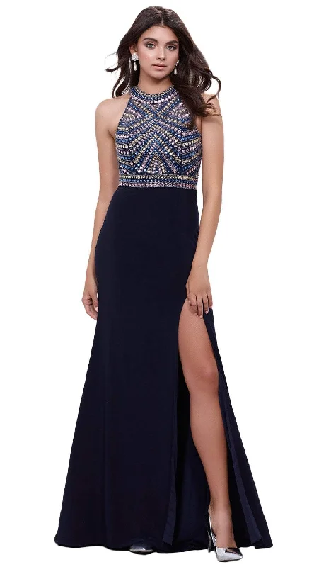 Nox Anabel - Bedazzled Halter Illusion Evening Gown 8321SC Formal unclassified dresses