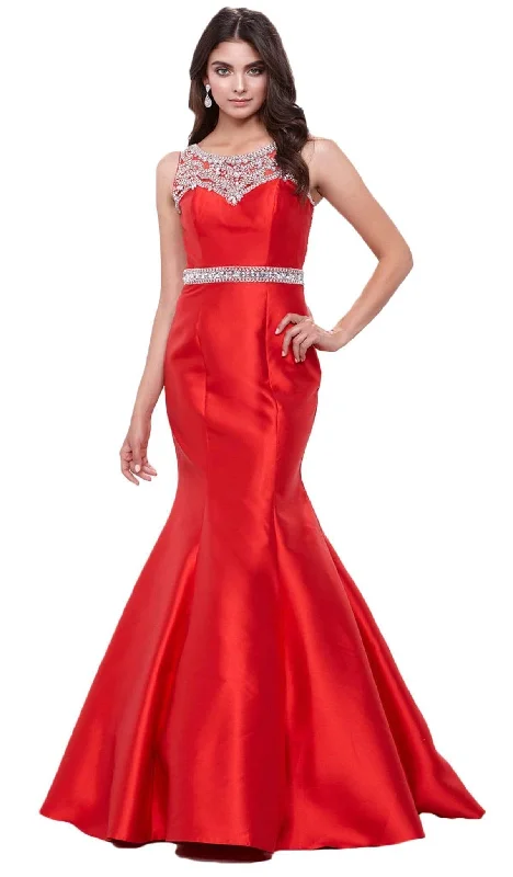 Nox Anabel - Bewejeled Trumpet Gown 8299SC Halter unclassified dresses