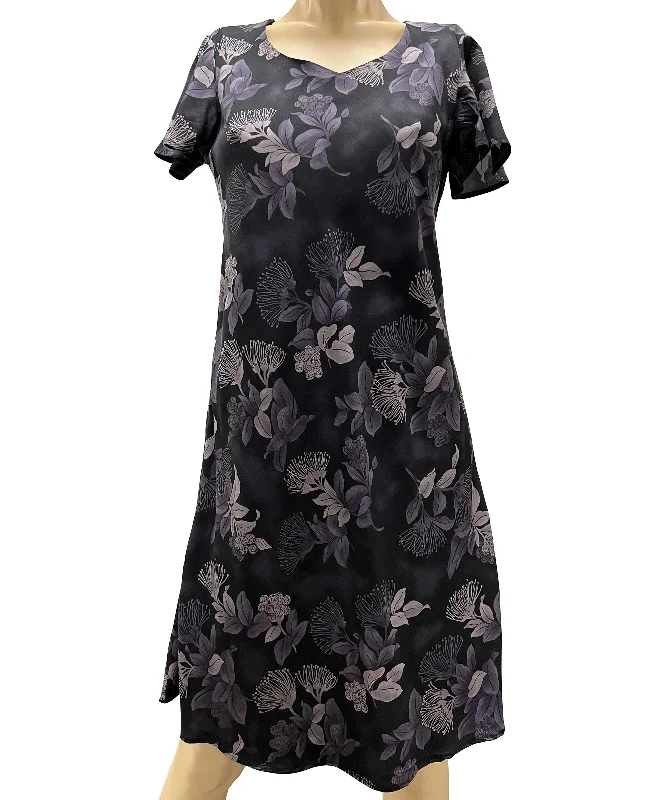 Ohia Black A-Line Dress with Cap Sleeves Women's unclassified dresses