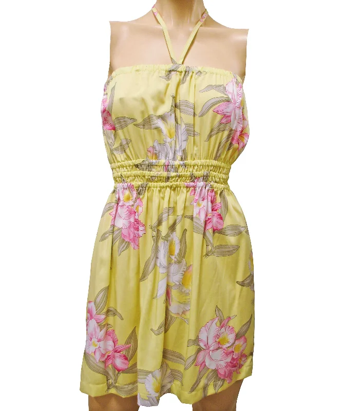 Orchid Corsage Yellow Tube Dress Casual chic unclassified dresses