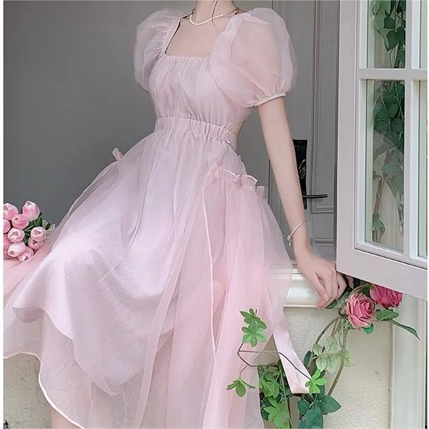 Pink Puff Sleeve Dress yv31478 Elegant evening unclassified dresses