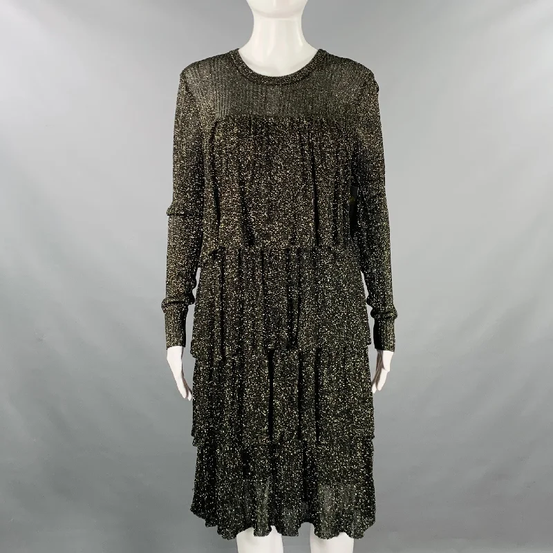 SCOTCH AND SODA Size S Starwatcher Black Gold Knit Ribbed Layered Dress Cocktail unclassified dresses