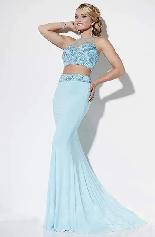 Studio 17 - 12564SC Illusion Halter Two Piece Beaded Gown Ruched unclassified dresses