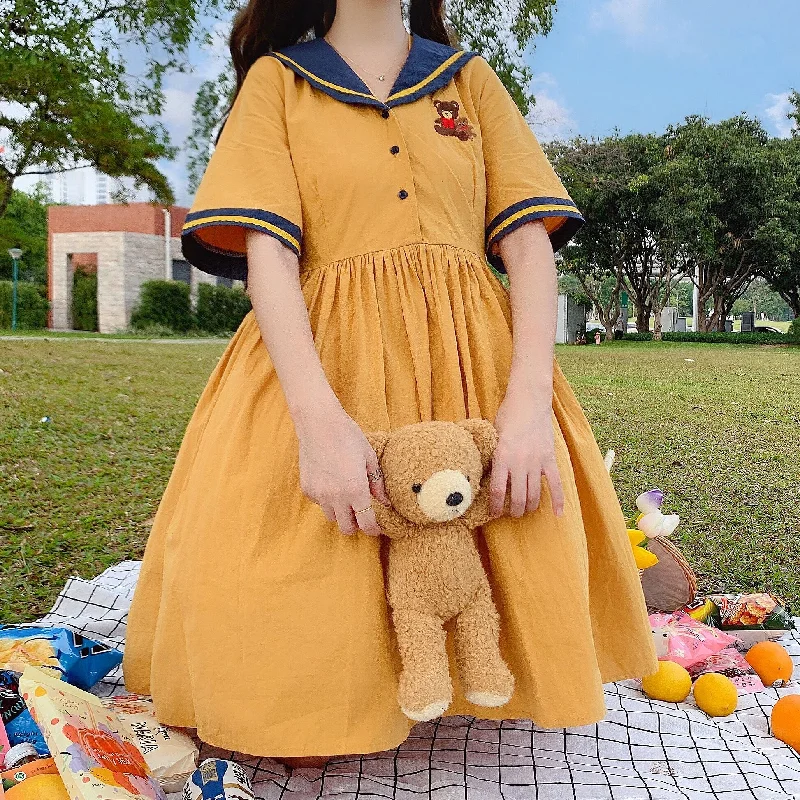 Sweet bear embroidered dress YV43880 Knitted unclassified dresses