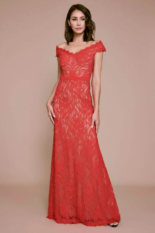 Tadashi Shoji - BLC19827L Scalloped Off Shoulder Formal Gown Bodycon unclassified dresses