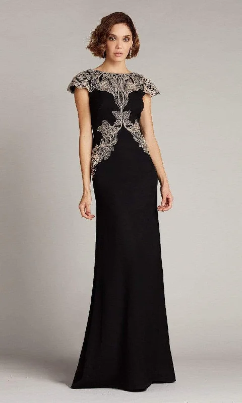 Tadashi Shoji - BSU21103L Embroidered Cap Sleeve Formal Gown Boho unclassified dresses