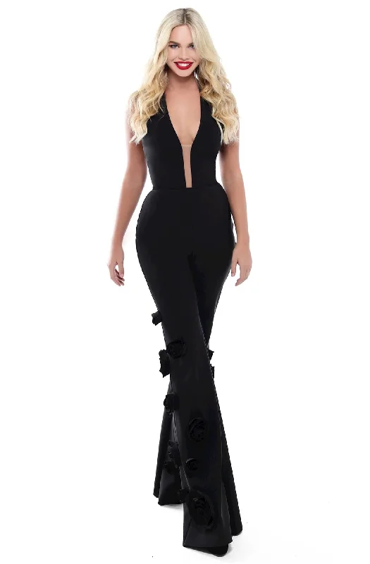 Tarik Ediz - Sleeveless Illusion Inset Jumpsuit 50480 A-line unclassified dresses