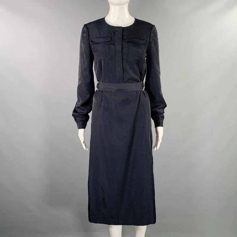 TED BAKER Size S Aminna Navy Polyester Utility Mid Calf Dress Velvet unclassified dresses