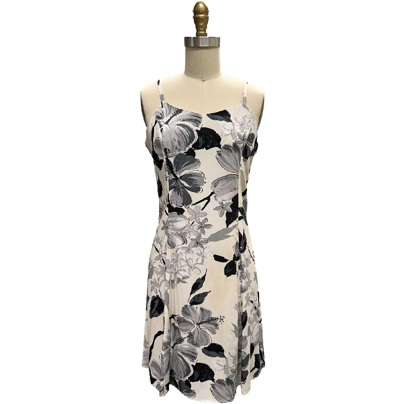 Watercolor Hibiscus Gray Spaghetti Dress Y2K unclassified dresses