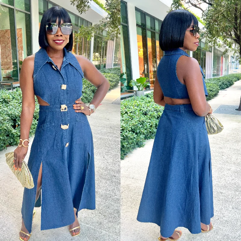 Monica Denim Dress Denim Skirt Chic