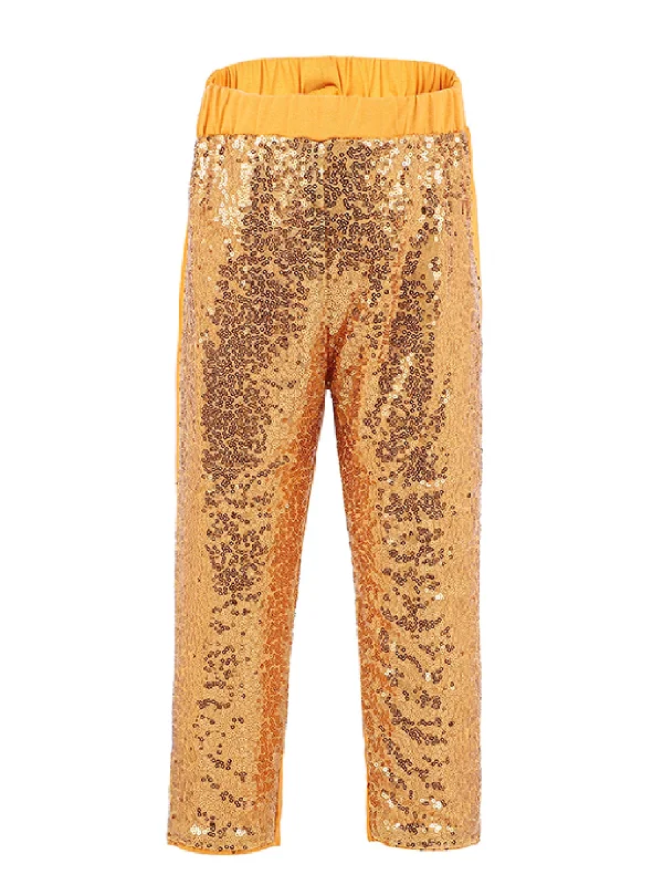 Girls Gold Sequin Sports Casual Legging Pants 9M-8