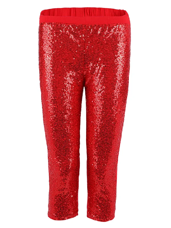 Girls Red Sequin Sports Casual Legging Pants 9M-8