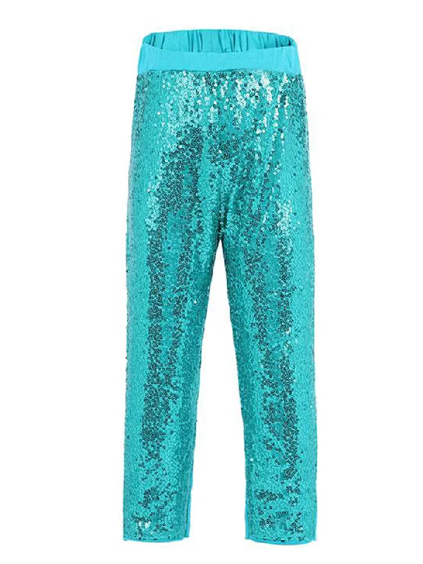 Girls Turquoise Sequin Sports Casual Legging Pants 9M-8