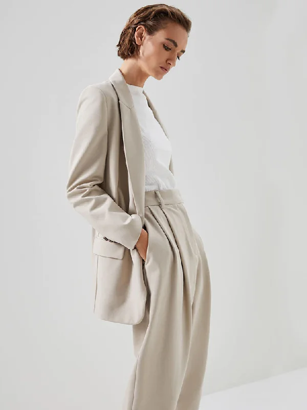 2023 Spring and Autumn Solid Color Single Button Pocket Capless Women Casual Long-sleeved Suit Jacket Blazer Suit Pants