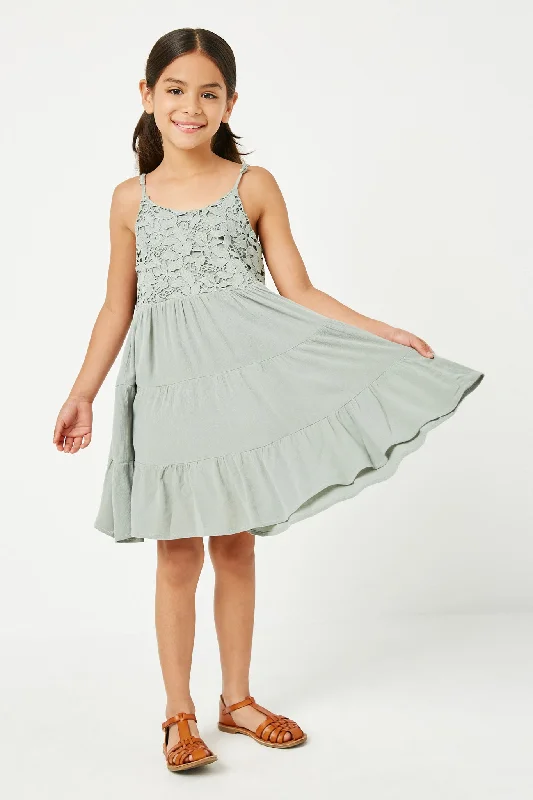 Bodice Lace Tank Dress Ruffled Lace Gown