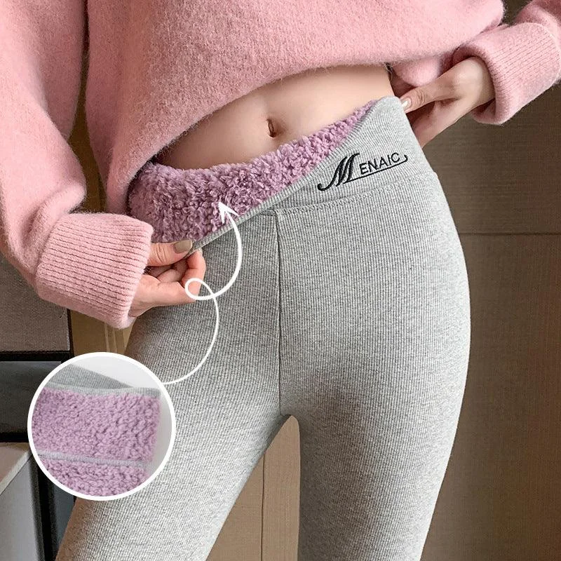 Women High Waist Slim Warm Cotton Pants Plus Size Pencil