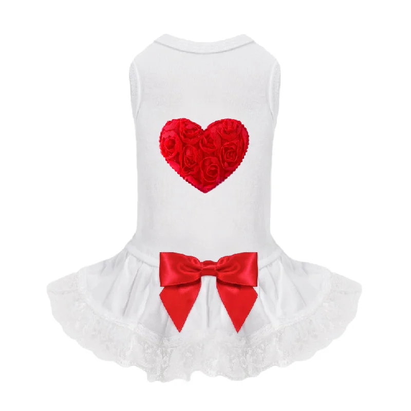 Lacey Puff Heart Dog Dress: Red Lace Dress Shine