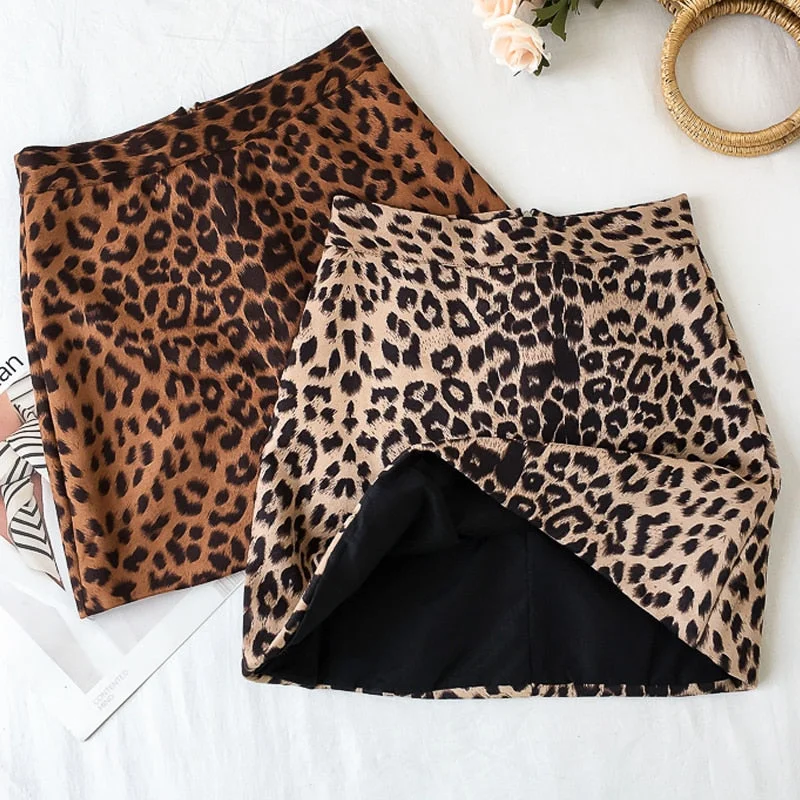 Sawesy Leopard Cotton High Waist Women Streetwear A line Mini Skirt Comfortable Mini Skirt