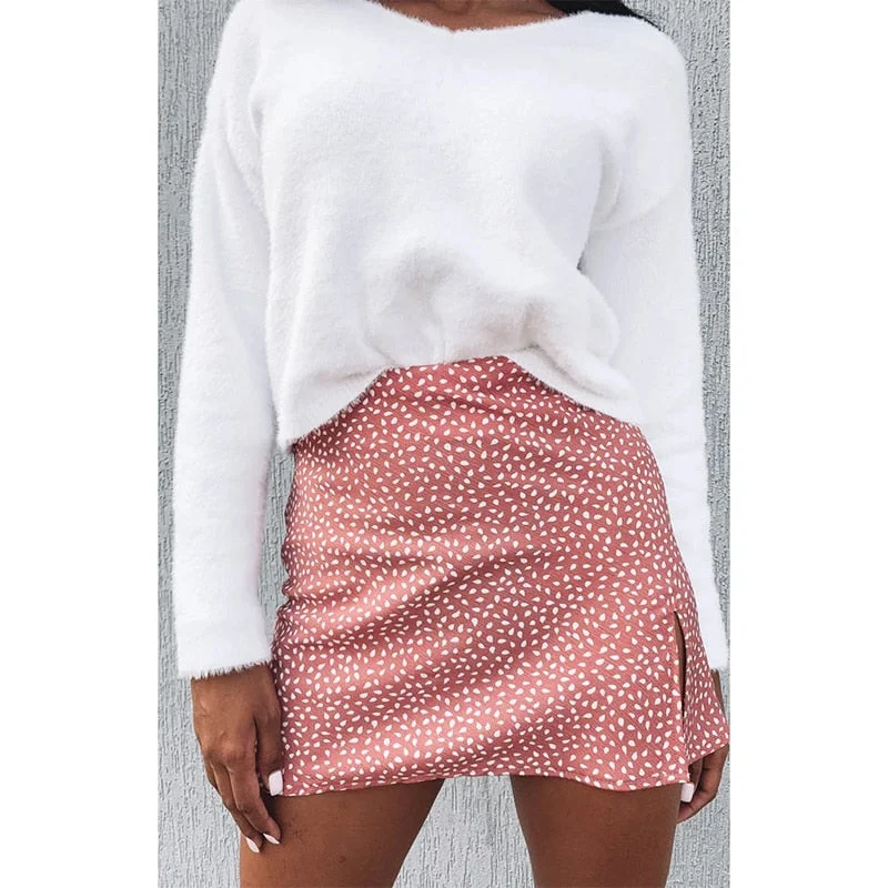 Woman Skirts Blush Print  High Waist mini skirt vadim summer skirt women skirts jupe faldas apparel Dance Skirt Women Cute Printed Mini Skirt