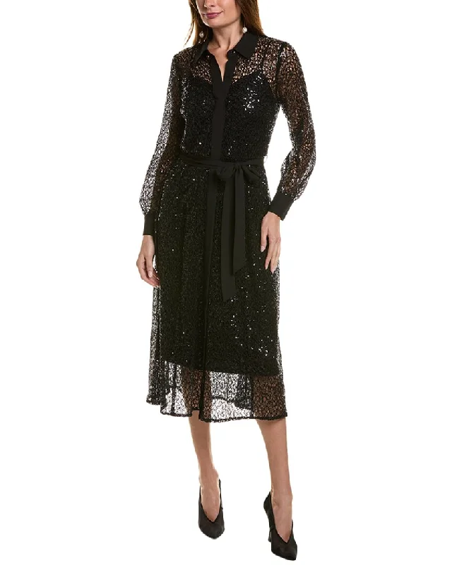 Anne Klein Sequin Lace Shirtdress Glitter Sequin Dress