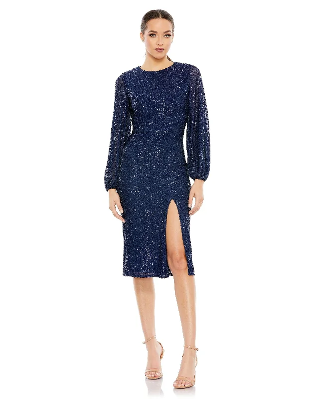 Sequined Puff Sleeve High Neck Dress Sequin Slip Dress