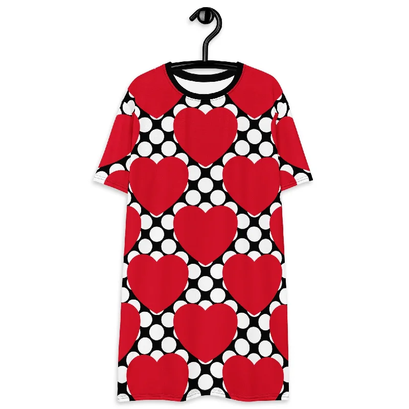 ELLIE LOVE DOT red black - T-shirt dress Shirt Dress Glam