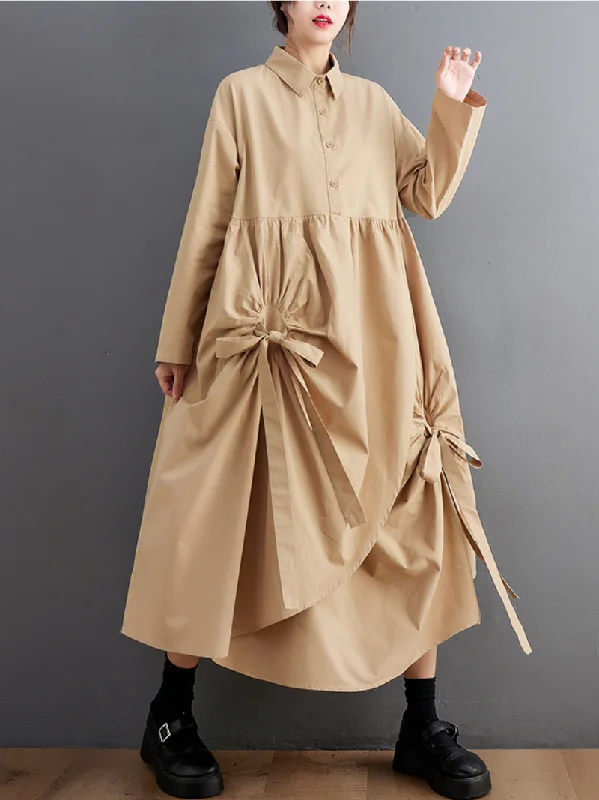 Women's Every Occasions Stylish Mid-Length Shirt Dress High-Waisted Shirt Dress